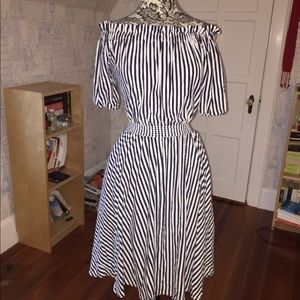 MDS Stripes Light Jersey Off the Shoulder Dress